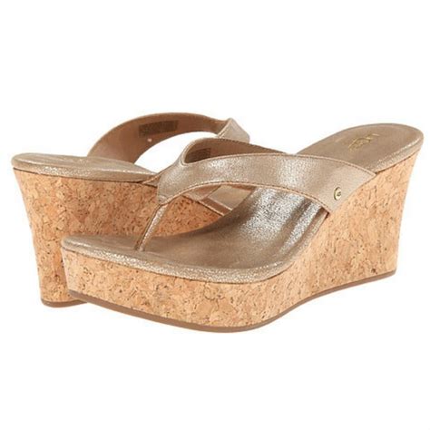 Ugg Shoes Ugg Natassia Cork Wedge Thong Platform Sandals Poshmark