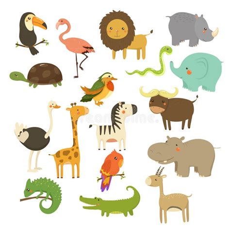 Grupo Bonito Do Vetor Dos Animais Da Floresta E Da Selva Ilustração do