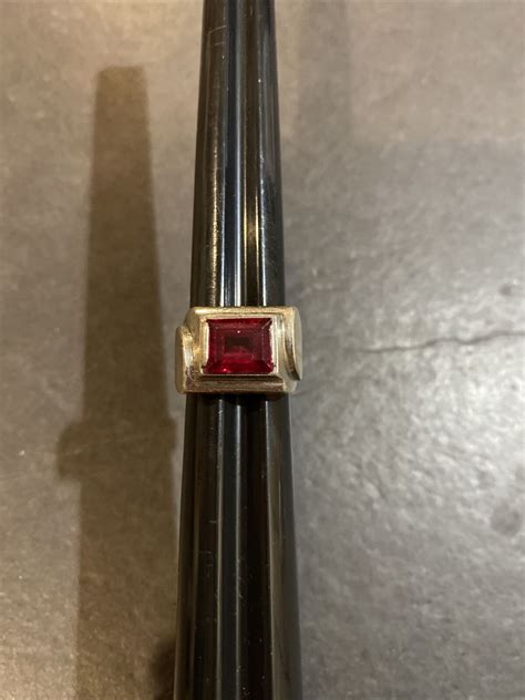 Vintage Sterling Silver Ruby Heavy Ring Size 75 Gem