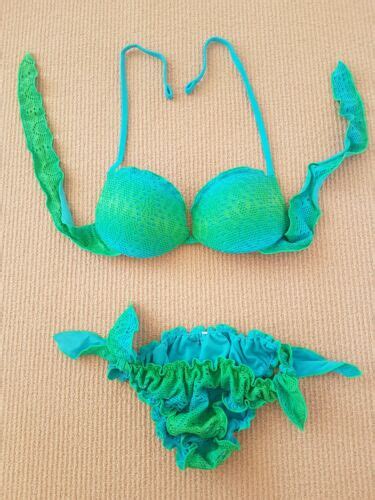 Calzedonia Cobey Set Swimwear Top And Bikini Bottom Green And Blue Tie Dye