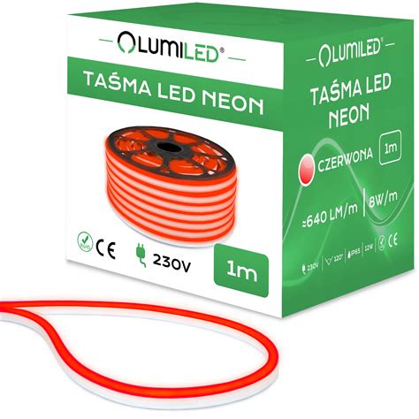 Taśma LED NEON PASEK 230V 1m GUMOWY IP68 Czerwony 12945067189 Allegro pl