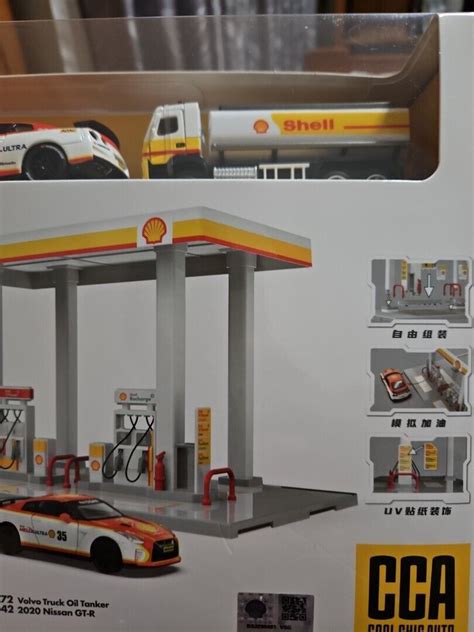 Shell Gas Station Assembly Playset Includes Volvo Truck Oil Tanker And Nissan Gt R Ebay