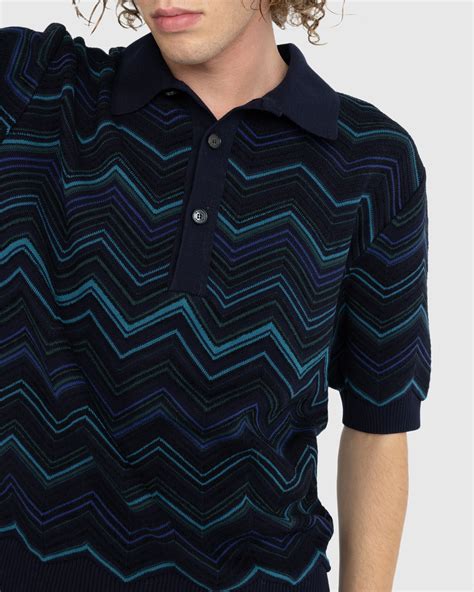 Missoni Zig Zag Polo Shirt Blue Green Coal Highsnobiety Shop