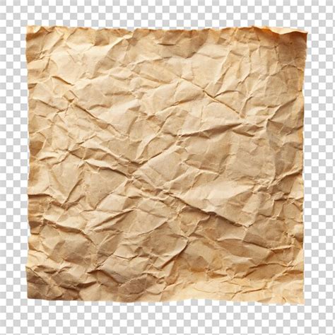 Old Wrinkled Blank Paper Isolated On Transparent Background Premium