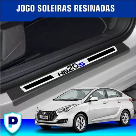 Jogo Soleira Hyundai Hb20 Sedan Resinada Premium Kit 8 Peças