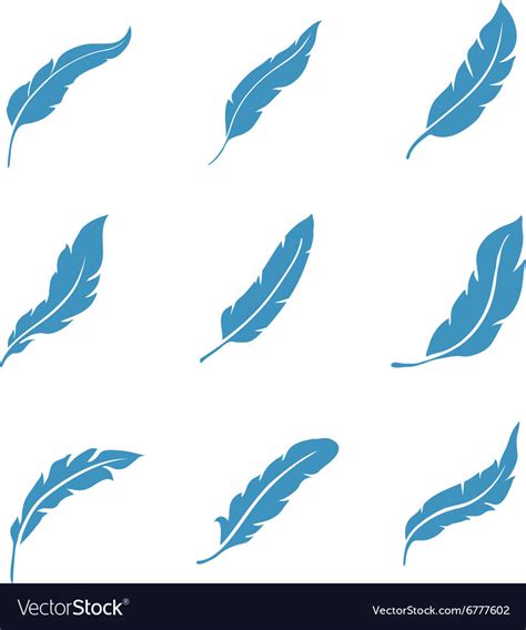 Feather icons set isolated on white Royalty Free Vector