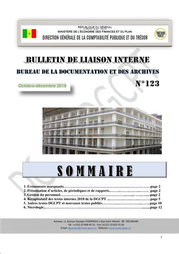 Bulletin de Liaison Interne 123 Ministère des Finances et du Budget