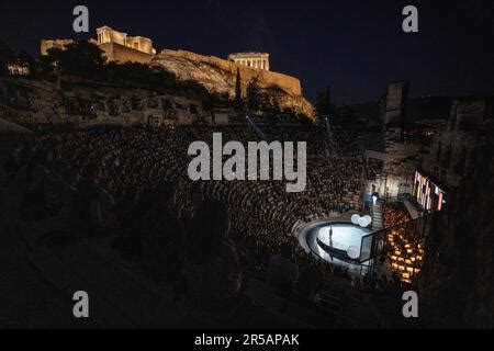 Spectators Watch A Performance Of Madame Butterfly At The Odeon Of