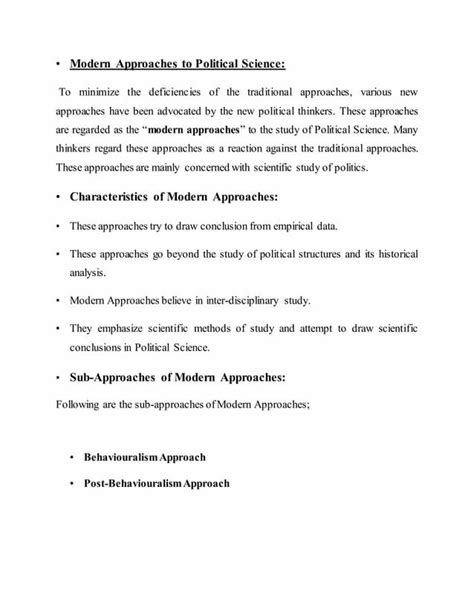 Traditional And Modern Approaches Of Political Science By Stephanie