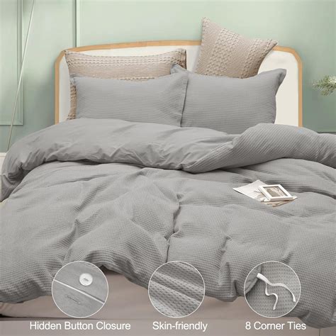 Phf Waffle Duvet Cover Queen Size Ultra Soft Cotton Blend Comforter