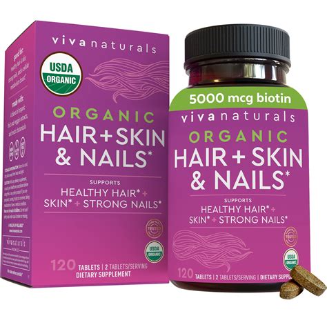 Buy Organic Hair Skin And Nails Vitamins For Women Biotin 5000 Mcg