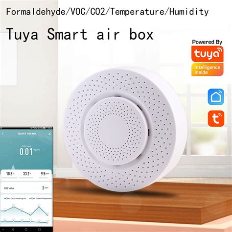 Tuya Zigbee WiFi Smart Air Box CO2 Hcho Voc เครองตรวจจบอณหภม