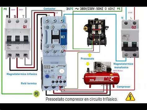 Esquemas electricos Presostato compresor en circuito trifásico