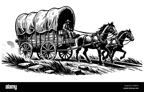 Covered wagon horses Stock Vector Images - Alamy