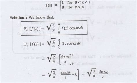 Fourier Sine And Cosine Transforms Examples