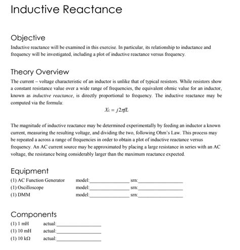 Solved Inductive Reactance Objective Inductive reactance | Chegg.com