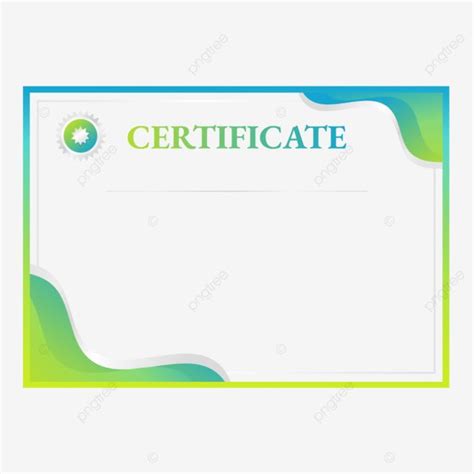 a certificate with green and blue waves on the bottom, in front of a ...