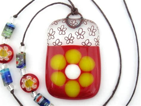 Items Similar To Fused Glass Jewelry Fused Glass Necklace Fused Glass Pendant Yellow Daisy