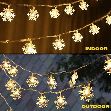 Snowflake String Lights Battery Operated Waterproof 20ft