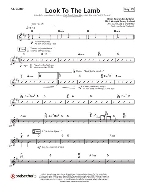 Look To The Lamb Unison 2 Part Acoustic Guitar Sheet Music PDF Bryan