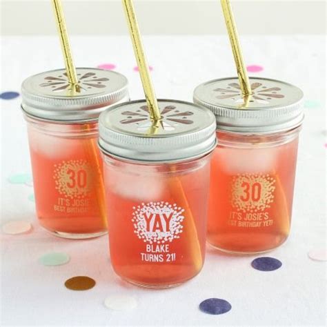 Personalized Birthday Printed Glass Mason Jar Set Of 12