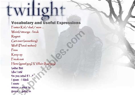 Twilight Movie Activity Esl Worksheet By Aydan