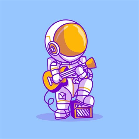 Premium Vector Cute Astronaut Playing Guitar Vector Illustration