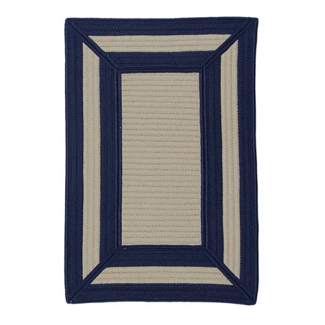 27 X 46 Beige And Navy Blue Fresh Handcrafted Outdoor Area Throw Rug