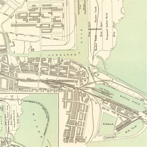 Vintage Map of Grimsby, England 1885 by Ted's Vintage Art