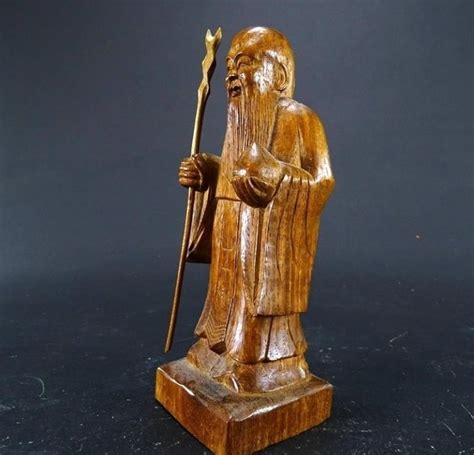 Beautiful Carved Wood Sculpture Of A Chinese Sage Shao Loa Catawiki