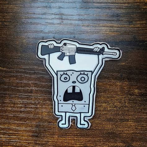 Doodlebob With A Gun Meme Patch Pvc Velcro Backed Funny Morale Atf Irs