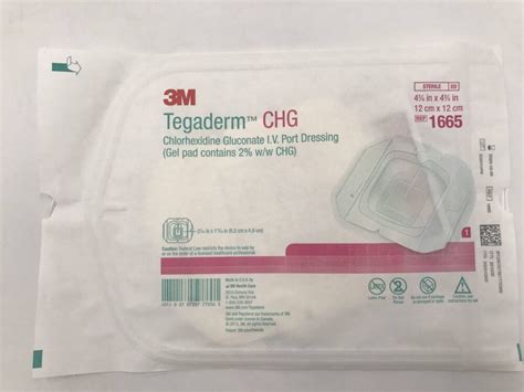 3M 1665 Tegaderm CHG Chlorhexidine Gluconate I.V. Port Dressing 4 3/4in ...