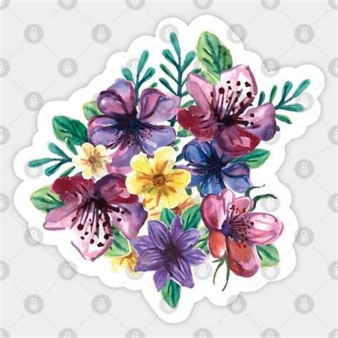 Bouquet Of Watercolor Flowers Watercolor Flowers Sticker Teepublic