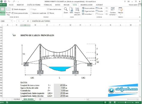 Otra Hoja Excel Para Diseño Estructural De Un Puente Colgante Peatonal