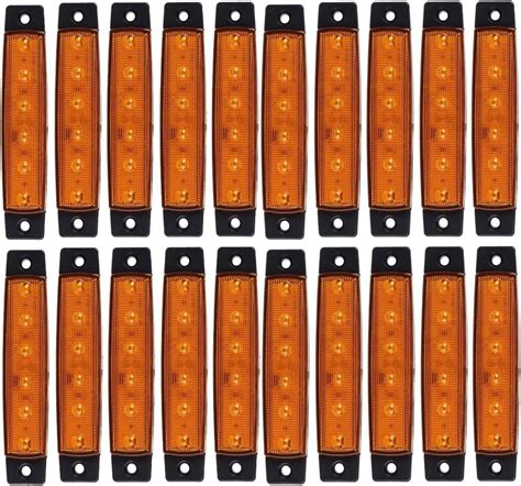 8 PCS 8 LEDs Orange Amber Side Marker Lights 12V For Trailer Truck