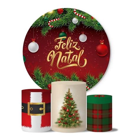 Trio Capa Cilindro Painel Feliz Natal Veste Fácil Escorrega o Preço