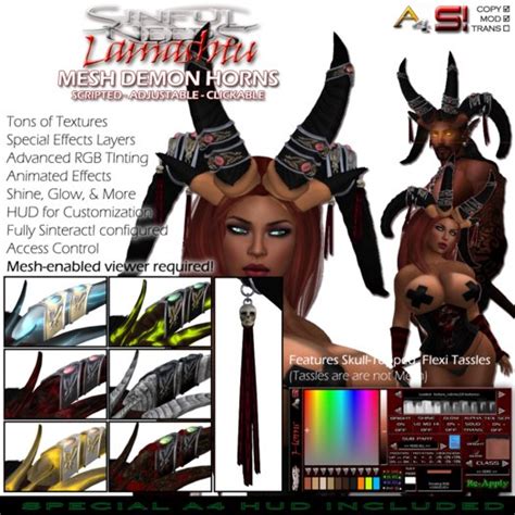 Second Life Marketplace Lamashtu Mesh Demon Horns Devil Horns