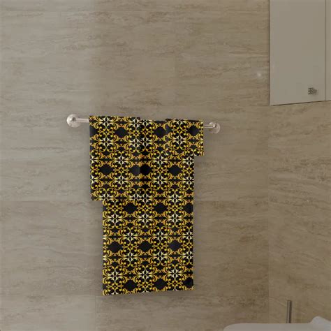 Classic Elegant Chic Gold And Black Damask Pattern Bath Towel Set Zazzle