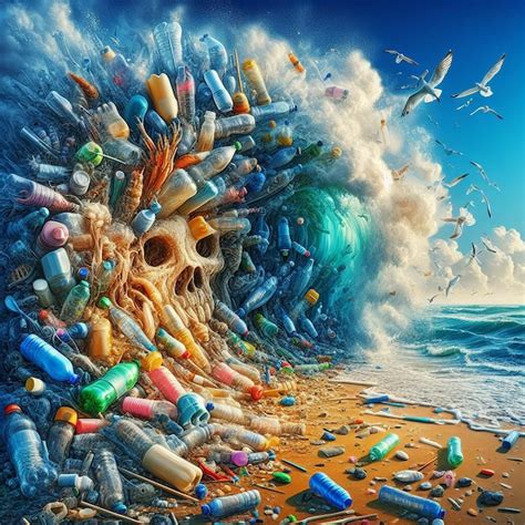 Art Vectoriel Hyper Réaliste Déchets Marins Pollution Plastique