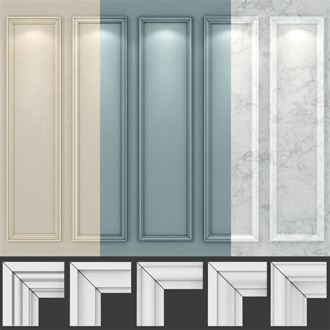 Wall Molding 19 Boiserie Classic Panels 3D Model For Corona