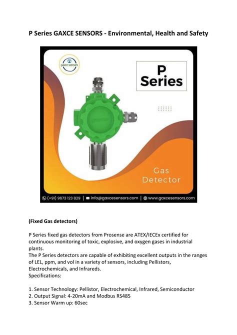 Ppt P Series Gaxce Sensors Environmental Health And Safety