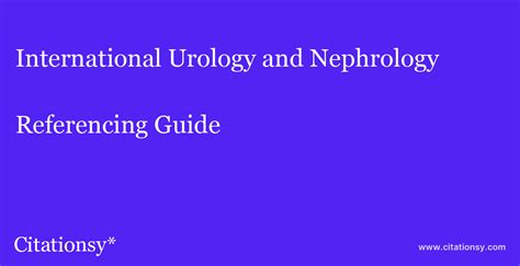 International Urology And Nephrology Referencing Guide · International