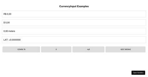 React Native Currency Input Examples CodeSandbox