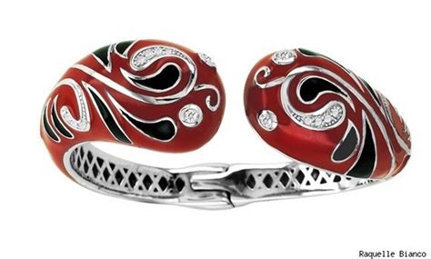 Raquelle Bianco Red Black And Silver Bangle With Gemstones Silver