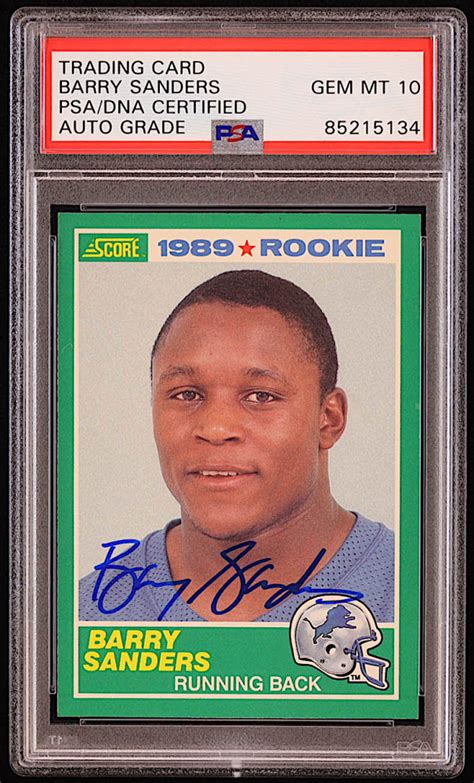 Barry Sanders Signed 1989 Score 257 RC PSA Auto 10 Pristine Auction