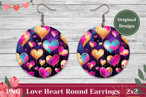 Neon Hearts Round Earring Design Graphic By Ailirel Design Creative