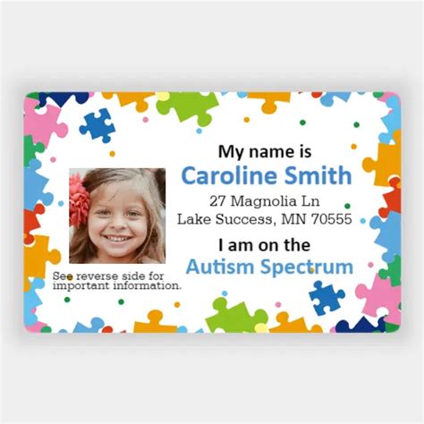 Autism Spectrum ID card | Horizontal | Great Selection of Child ID ...