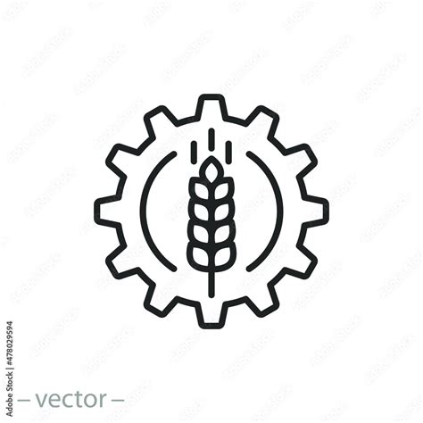 Farming Industry Icon Agriculture Engineering Wheat With Gear Food