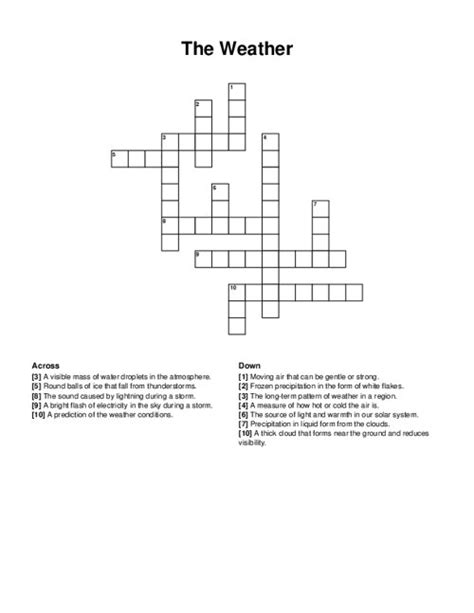 Atmosphere Weather Climate Crossword Puzzle