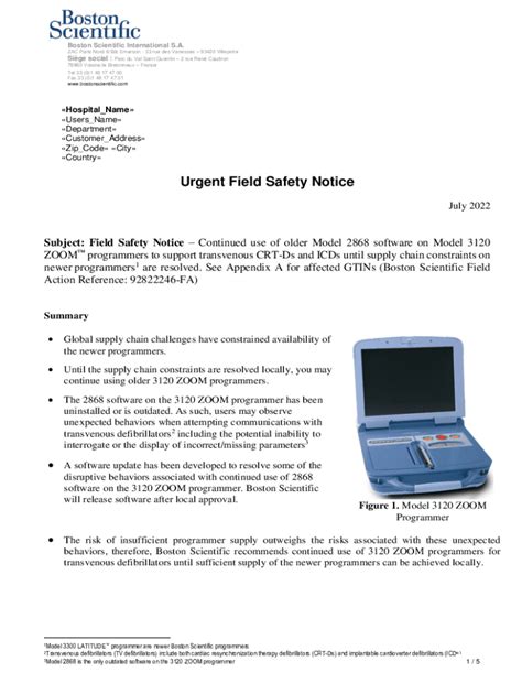 Fillable Online Urgent Field Safety Notice Terviseamet Fax Email